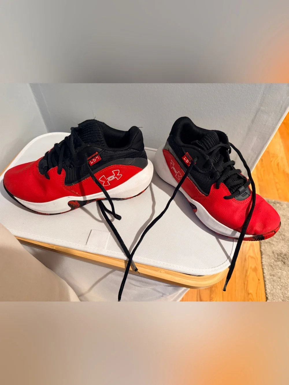 Under Armour Kids Red and Black Athletic Sneakers